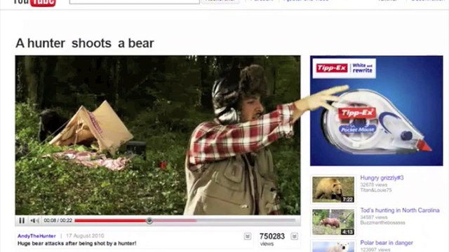 Tippex (Bic Europe) - correcteur - septembre 2010 - Tippex, white and rewrite , A hunter shoots a bear