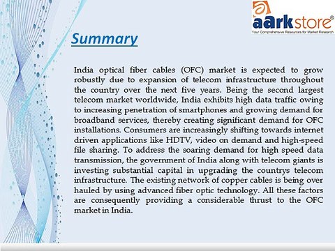 Aarkstore - India Optical Fiber Cables Market Forecast and Opportunities, 2020