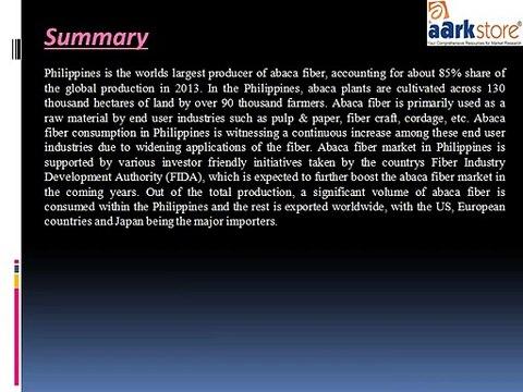 Aarkstore - Philippines Abaca Fiber Market Forecast and Opportunities, 2019