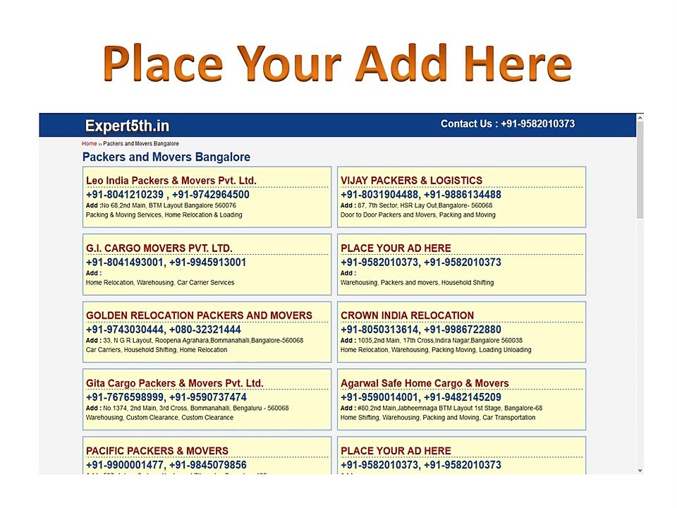 Expert5th Packers and Movers Bangalore