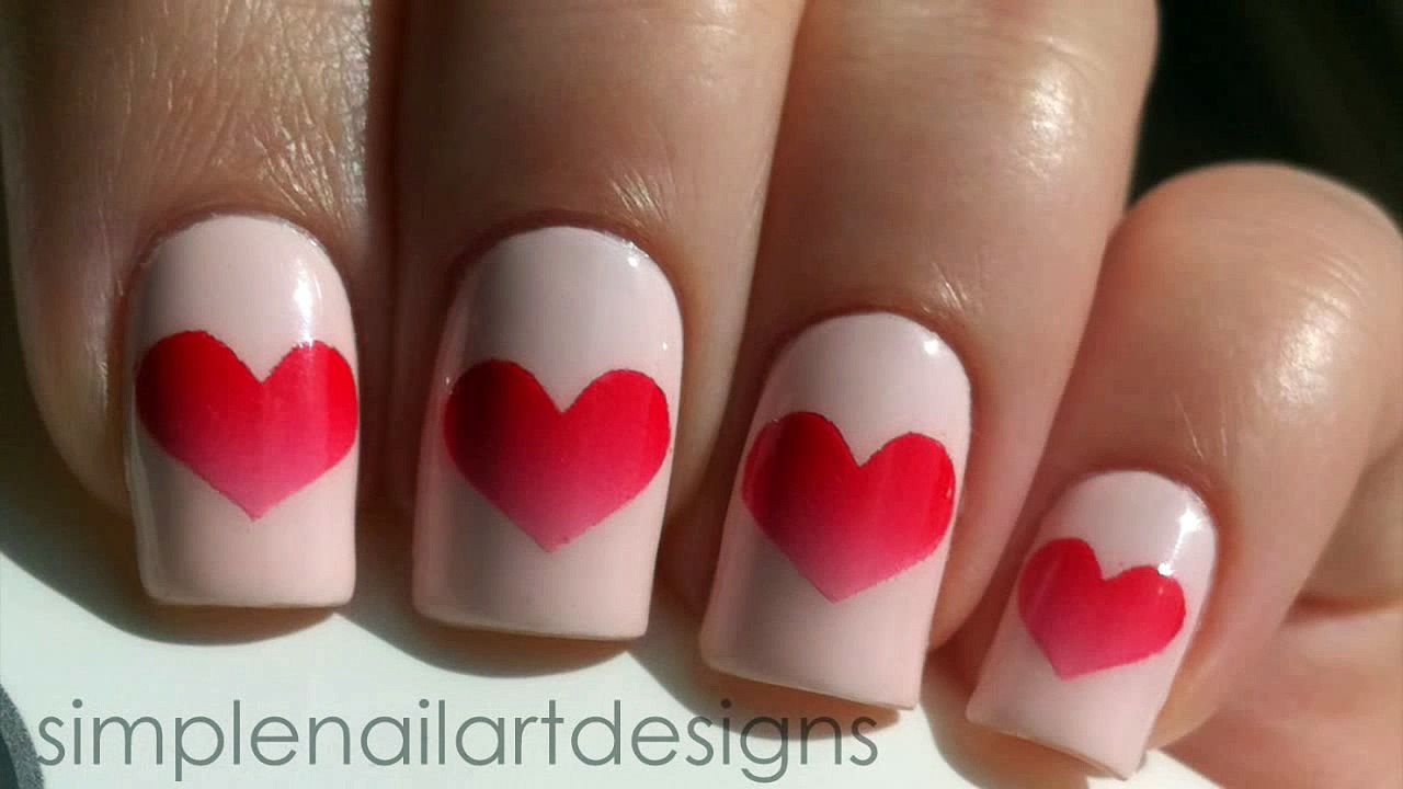 Valentine's Day Heart Nail Art Tutorial
