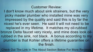 Kohler K-8799 Sink Strainer without Tail from Duostrainer Collection, Review
