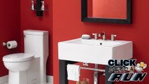 Decolav Infusion Bathroom Vanity with white vessel sink, and Framed Mirror
