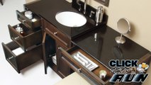 Decolav Jordan Bathroom Vanity with granite top, Storage Cabinet, and Framed Mirror