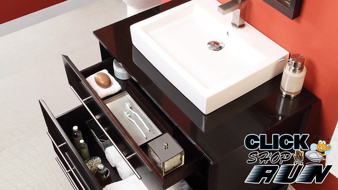 Decolav Mila Bathroom Vanity with granite top, Storage Cabinet, and Framed Mirror