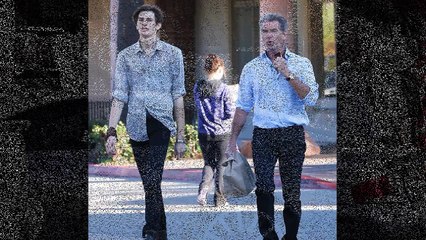 Pierce Brosnan's model son Dylan towers over the 6ft 1in star as they go out on his 18th birthday