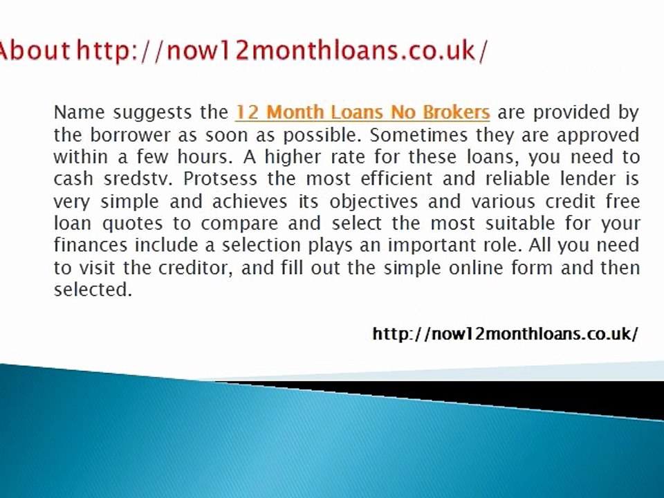 12 Month Loans No Brokers - now12monthloans.co.uk