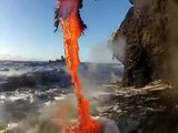 Rare up close footage of Lava entering the ocean.