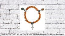 Amber Gem Religious Bracelet with 8mm Faceted Rondell Beads - Cross and Religious Figure Charms - 7
