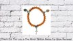 Amber Gem Religious Bracelet with 8mm Faceted Rondell Beads - Cross and Religious Figure Charms - 7