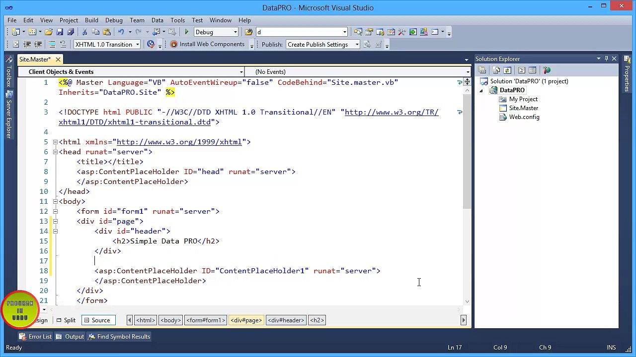 VB.NET ASP.NET Master pages In Urdu