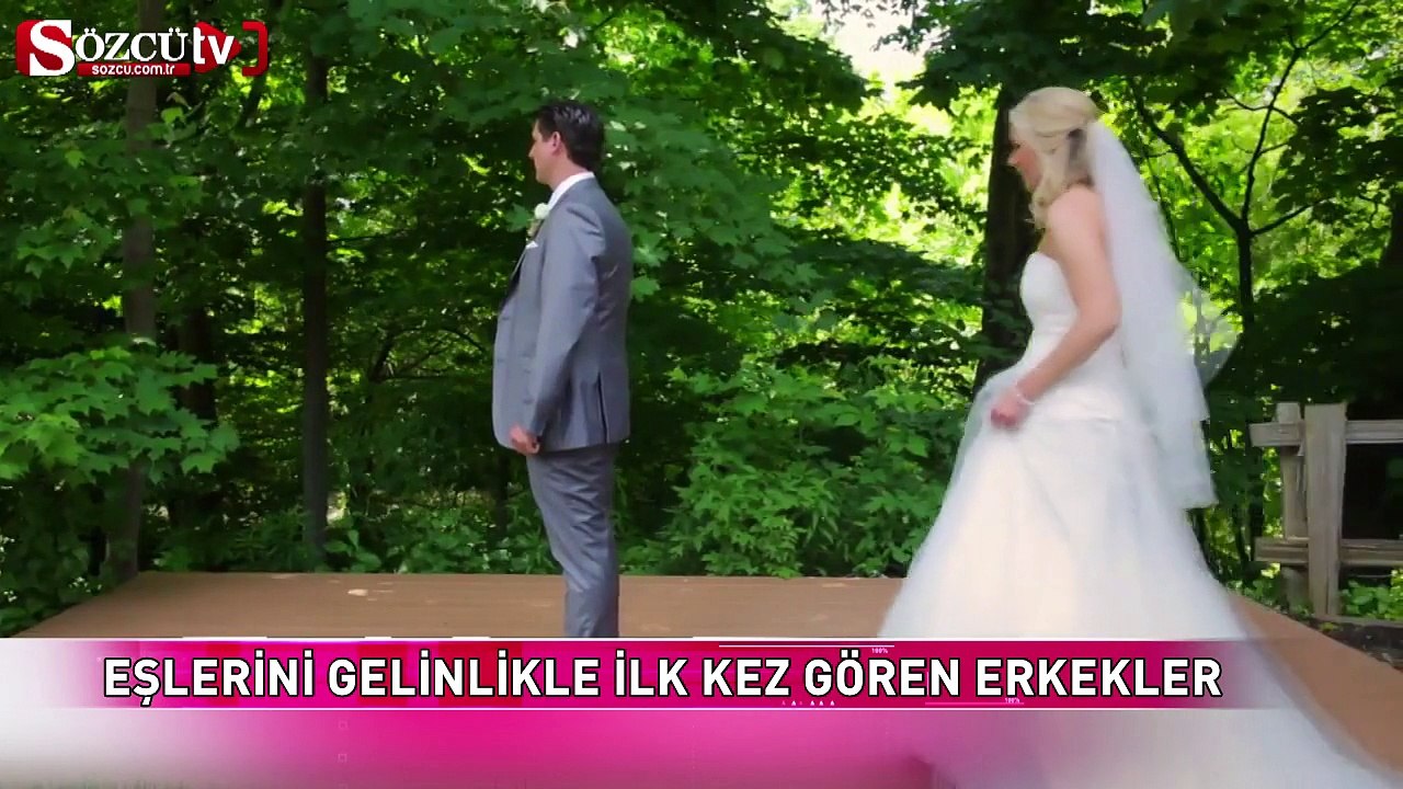 Eşlerini gelinlikle ilk kez gören damatlar