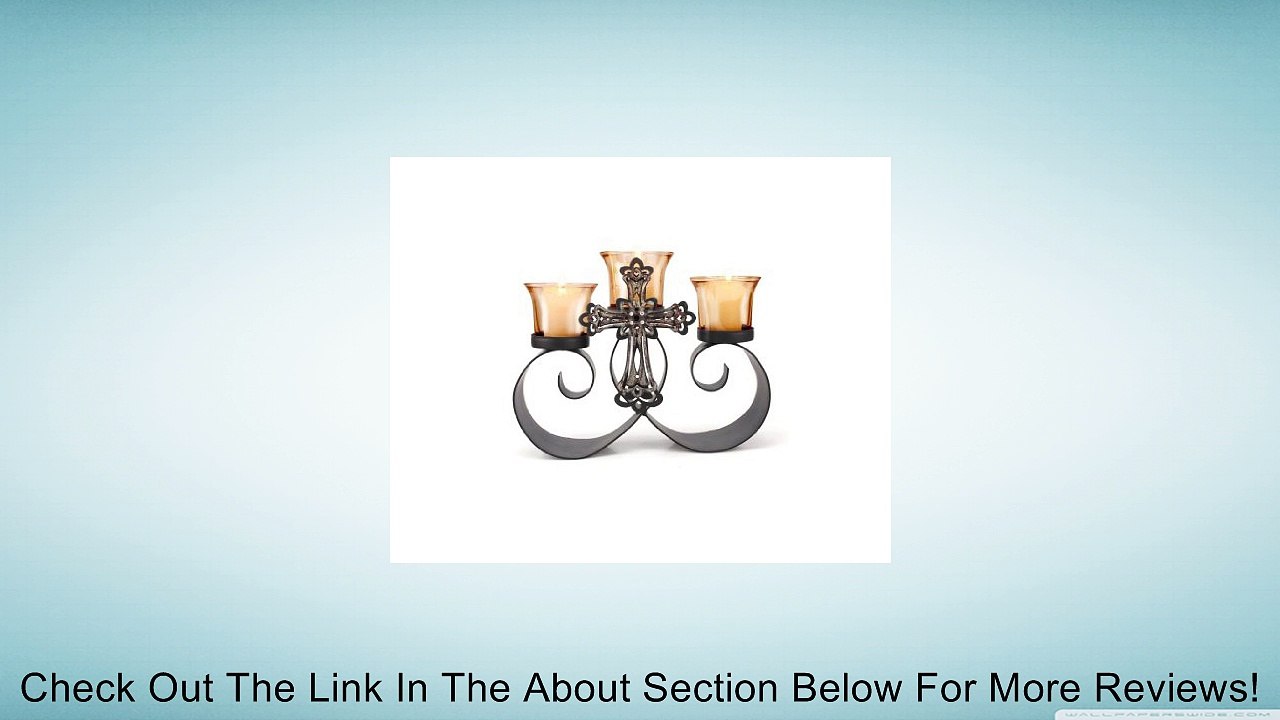 Stonebriar Collection Artisan Cross Candleabra with Amber Glass Review