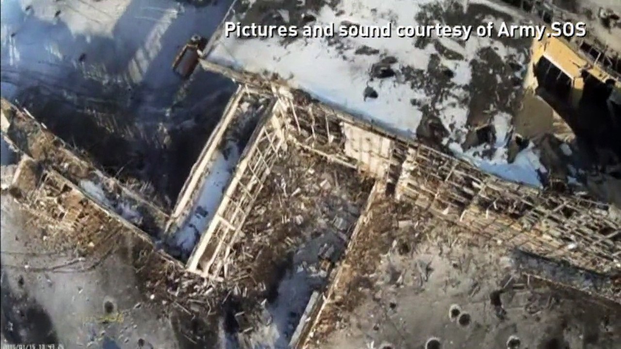 Drone footage of destroyed Ukraine airport