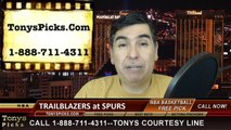 San Antonio Spurs vs. Portland Trailblazers Free Pick Prediction NBA Pro Basketball Odds Preview 1-16-2015