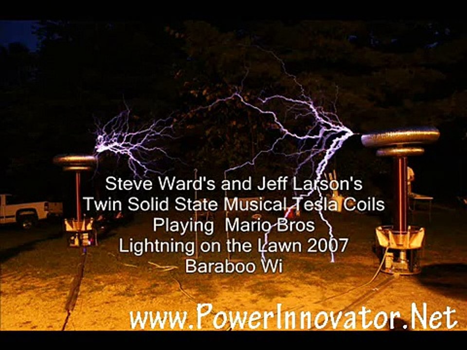 Twin Musical Tesla Coils playing Mario Bros
