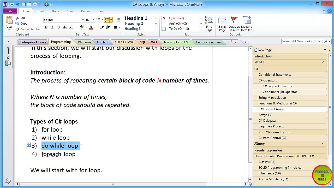 Looping Tutorial using C# In Urdu