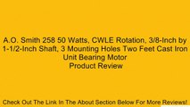 A.O. Smith 258 50 Watts, CWLE Rotation, 3/8-Inch by 1-1/2-Inch Shaft, 3 Mounting Holes Two Feet Cast Iron Unit Bearing Motor Review