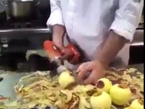 Apple Peeling Through Drill Machine