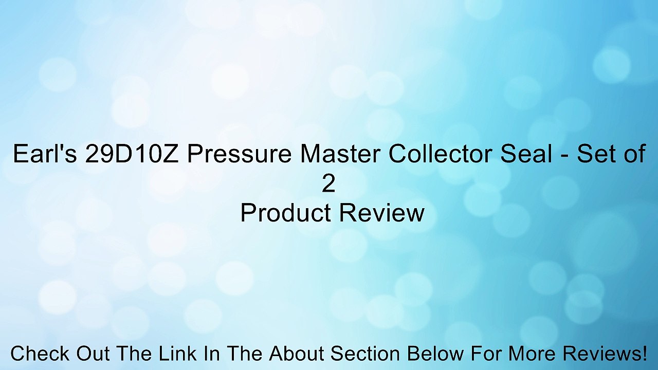 Earl's 29D10Z Pressure Master Collector Seal - Set of 2 Review