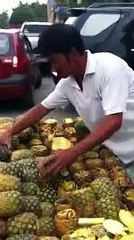 It,s really amazing pine apple cutting trick.