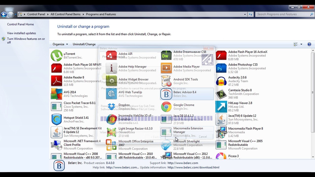 Complete Uninstall of Belarc Advisor in windows operating system