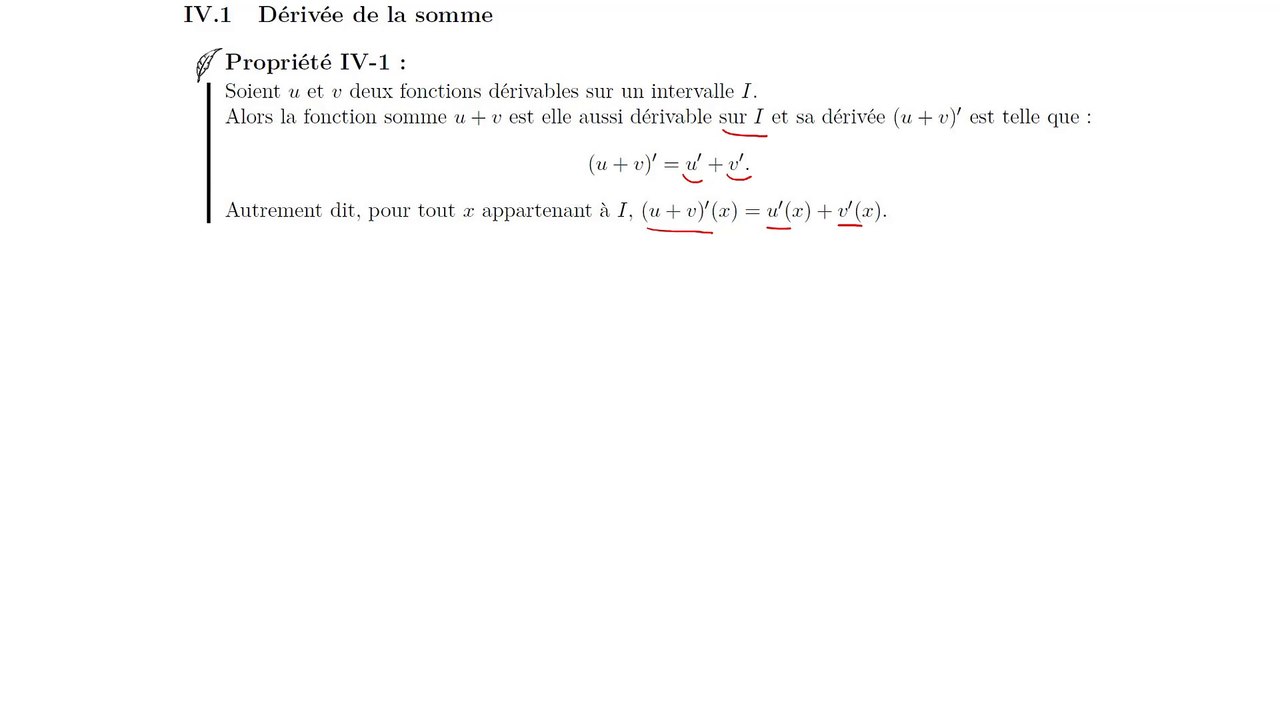 Dériver la somme de deux fonctions dérivables
