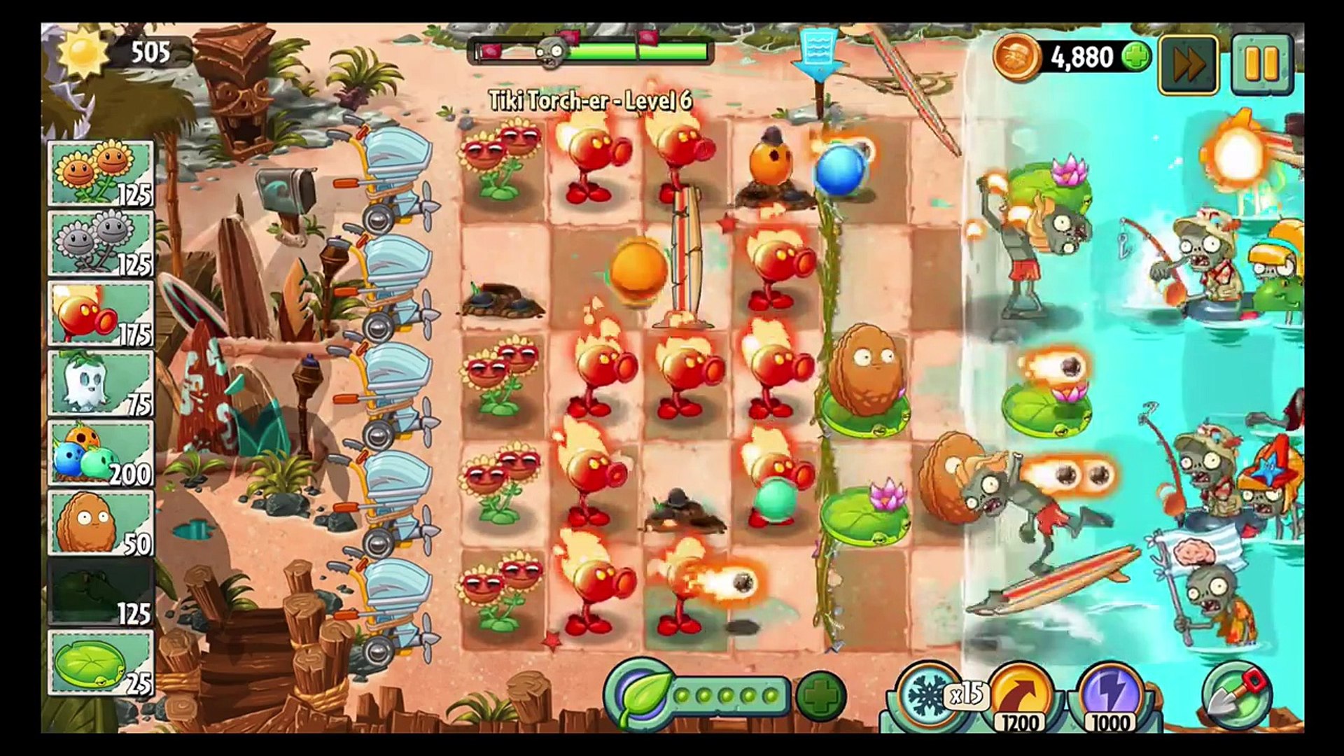 Plants vs. Zombies 2: It's About Time - Gameplay Walkthrough Part 278 -  Tiki Torch-er! (iOS) 