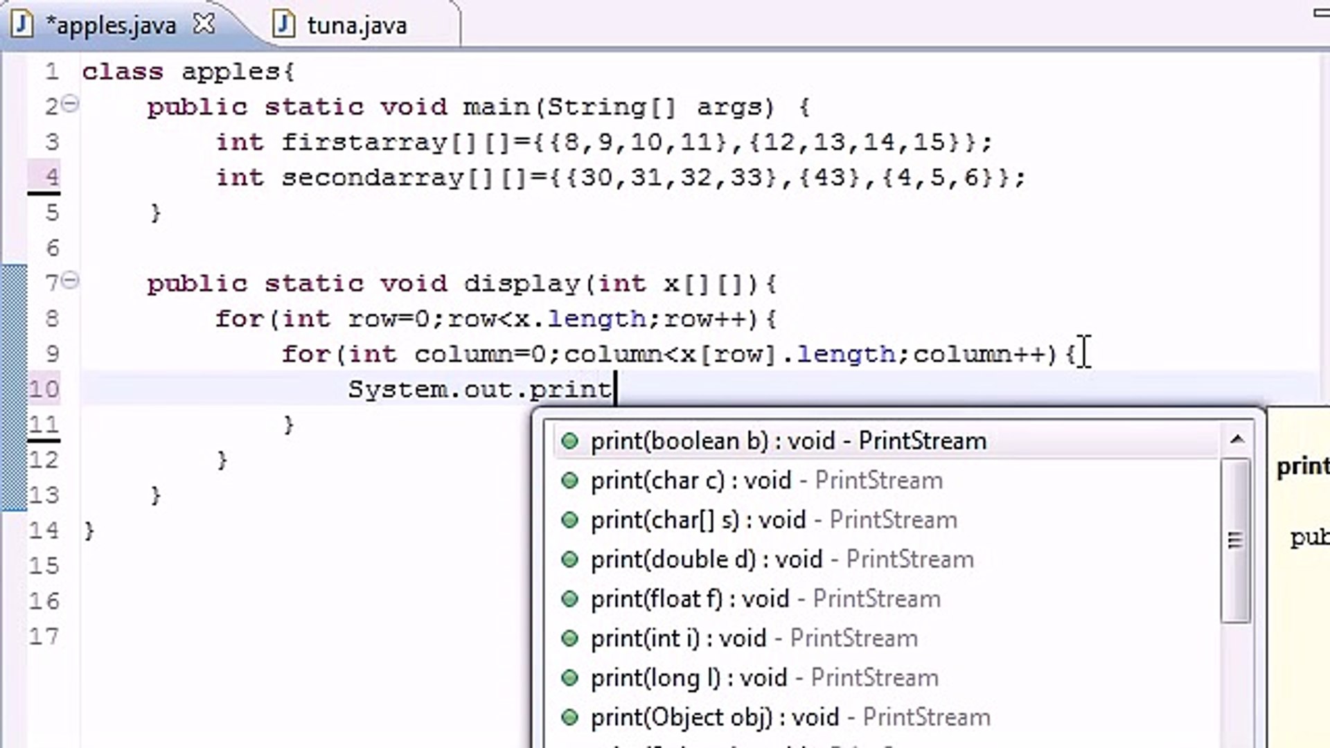 Java Programming Tutorial - 34 - Table for Multi Arrays