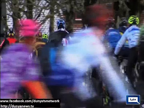switzerland Riders cycles on icy mountains