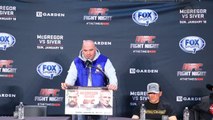 Dana White and Conor McGregor on announcement of Aldo vs. McGregor in Vegas