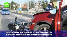 Scontro frontale auto moto, ferito un 40enne di Santarcangelo