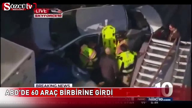 Zincirleme kaza 60 araç birbirine girdi