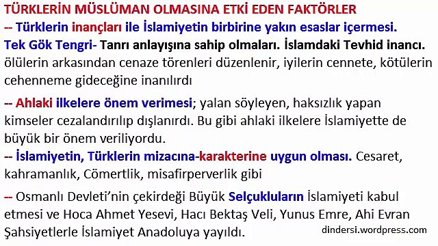 9.sınıf 7.ünite İslamiyet ve Türkler - Medeniyete Hizmetler dindersi.wordpress.com
