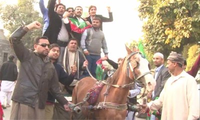 Lahore:Pti workers protest against petrol shortage with mule