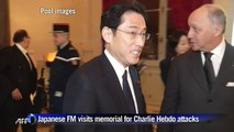 Japanese FM visits memorial for Charlie Hebdo attacks
