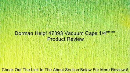 Dorman Help! 47393 Vacuum Caps 1/4"" "" Review