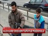 Yanan arabayı Oksijen tüpüyle söndürmeye kalktılar sonuç bu oldu