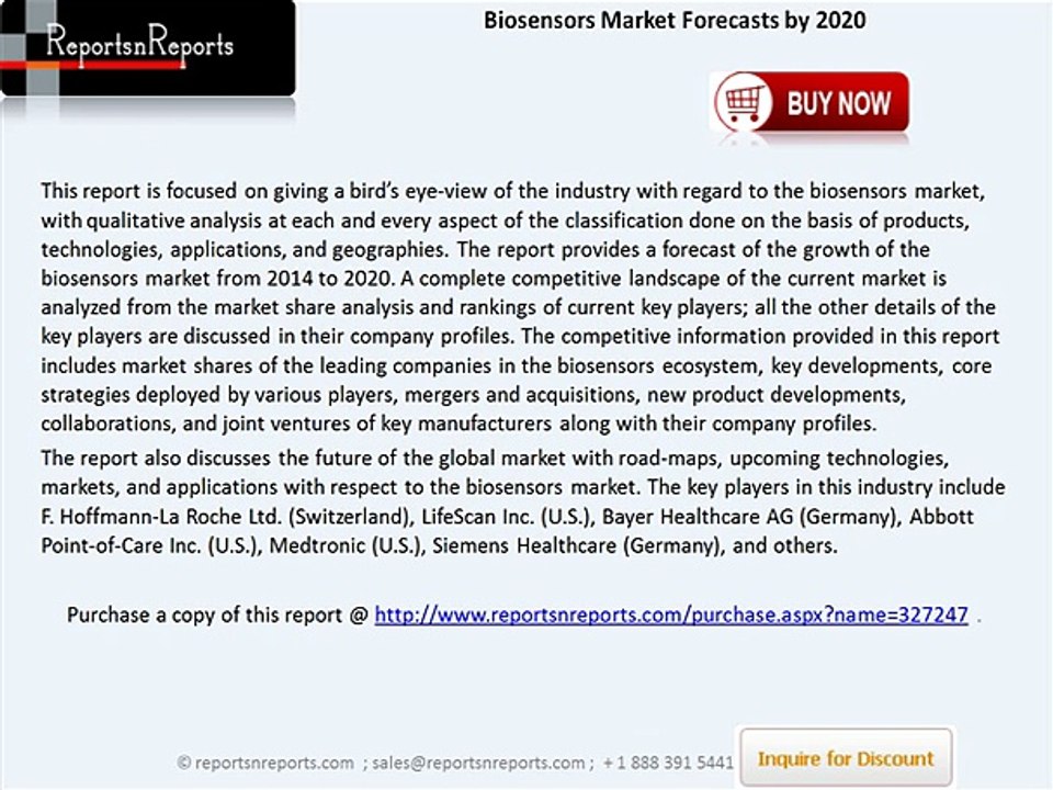 Overview of Biosensors Market Shares, Applications & Forecasts by 2020
