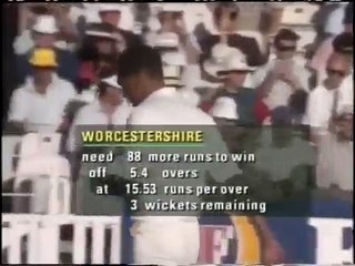 Phillip DeFreitas bowls the Inswinger, Plumb, Plumb LBW