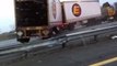 Guy films himself almost being crushed by a lorry  NJ Turnpike I-95 Crash - Black Ice - Trailer flip