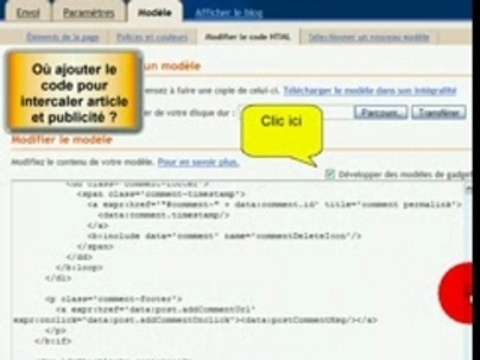 Intercaler publicite & article Blogger