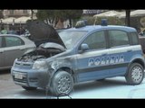 Salerno - Ragazzo dà fuoco ad auto della polizia -1- (19.01.15)