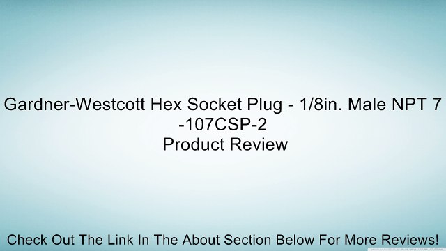 Gardner-Westcott Hex Socket Plug - 1/8in. Male NPT 7-107CSP-2 Review
