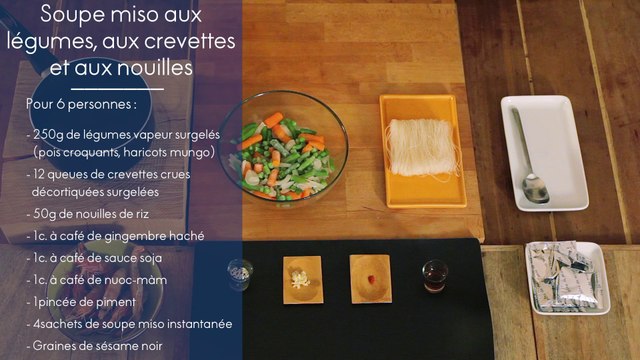 Recette - La soupe Miso aux légumes, crevettes & nouilles