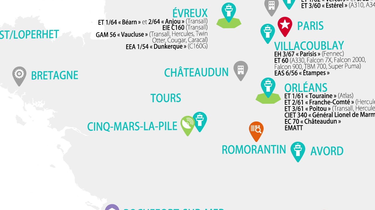 Bases aériennes, entités air, et unités navigantes de l'armée de l'air