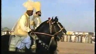 Hazrat Sultan Muhammad Ali Sahib and Ustaad Zaman Shah Sahib riding the most famous Horses Nageena (late) and Mastaana (4)