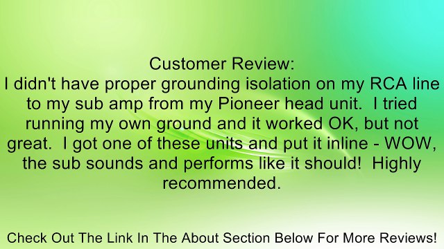 PAC SNI1 RCA Noise Isolator Review