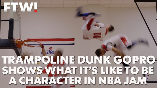 Trampoline dunk GoPro shows what it's like to be a character in NBA Jam