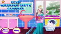 DISNEY FROZEN PRINCESS ELSA WASHING DIRTY CLOTHES LAUNDRY GAME